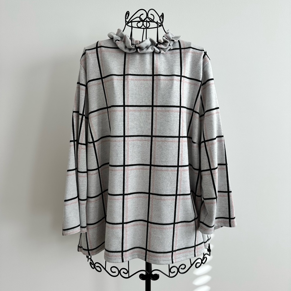 Sunday in Brooklyn Gray Window Pane Sweater